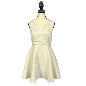 NWT- Lulus Beyond Dreamy Ivory Scalloped Tie-back Skater Dress Women sz MD